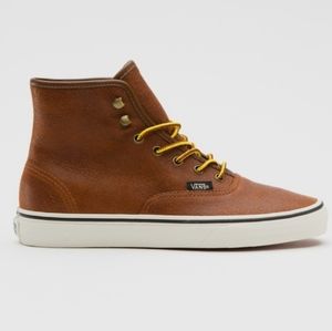 VANS Brown Leather High-Top Sneakers